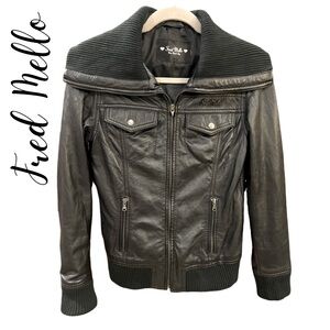 🎉Host Pick🎉Fred Mello black leather jacket size S